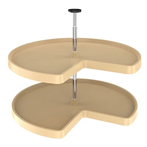 Rev-A-Shelf Polymer and Kidney Shaped 2-Shelf Lazy Susan for Kitchen Corner Base Cabinets with Telescoping Mount