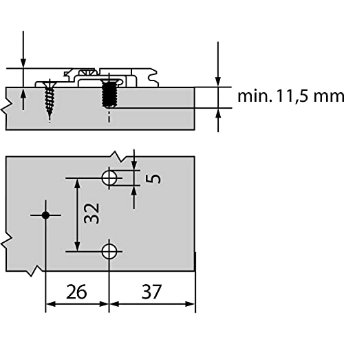 Blum Blum 175H9160 Clip Top Two Piece Wing Mounting Plate with Wood and Metal Screws and 6mm Clearance