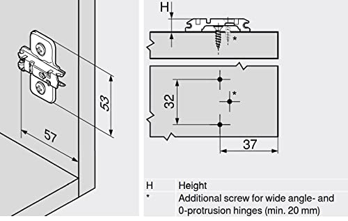 Blum Clip 1 Piece Wing Mounting Plate 0mm 173L6100