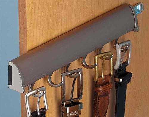 Hafele Synergy Elite Belt Rack with Hooks and Full Extension Slide (Matte Nickel Finish)