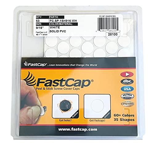 Fastcap Adhesive Cover Caps PVC, White